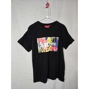 Supreme Tshirt Wome'ns Floral Box Logo , Short Sleeve Black Size Large
